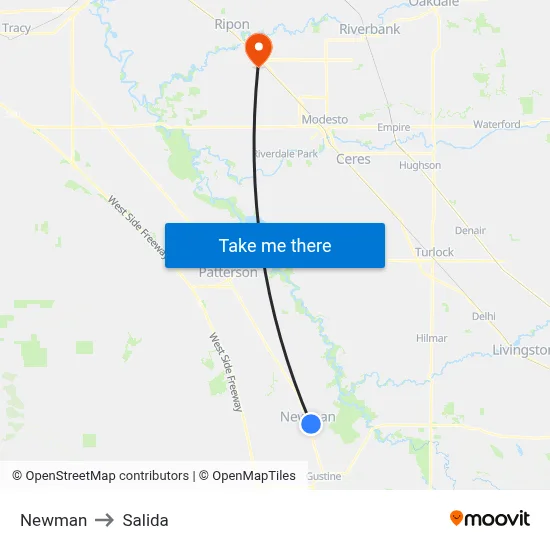 Newman to Salida map