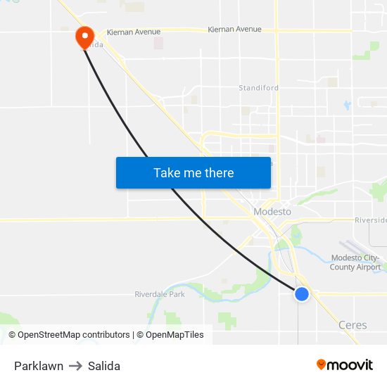 Parklawn to Salida map