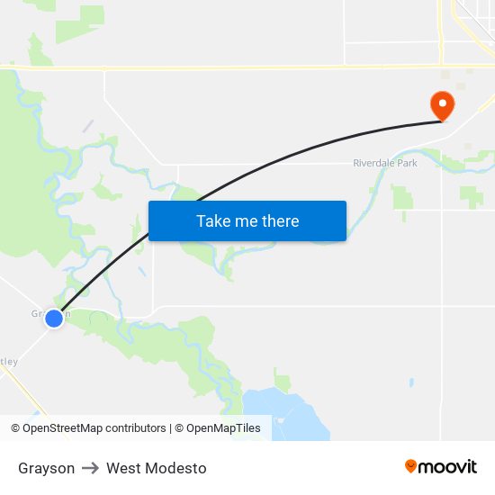 Grayson to West Modesto map