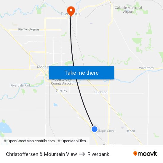 Christoffersen & Mountain View to Riverbank map