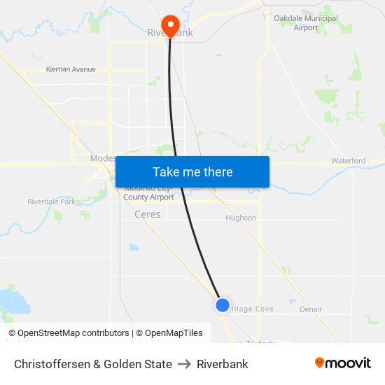 Christoffersen & Golden State to Riverbank map