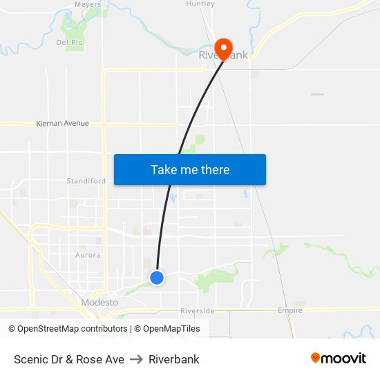 Scenic Dr & Rose Ave to Riverbank map