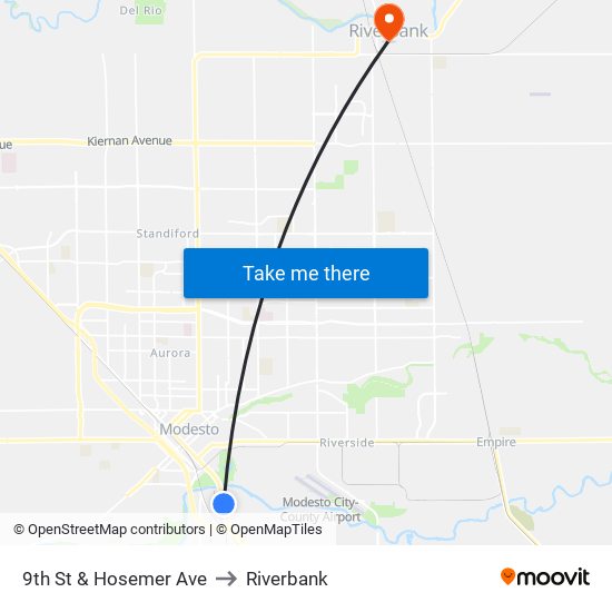 9th St & Hosemer Ave to Riverbank map