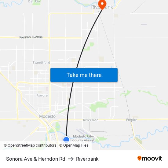 Sonora Ave & Herndon Rd to Riverbank map