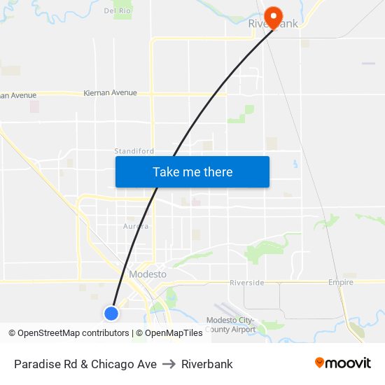 Paradise Rd & Chicago Ave to Riverbank map