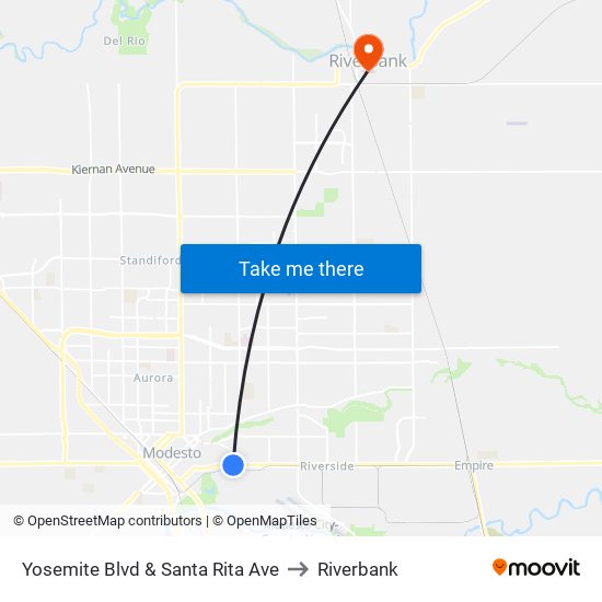 Yosemite Blvd & Santa Rita Ave to Riverbank map