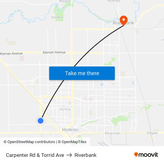 Carpenter Rd & Torrid Ave to Riverbank map