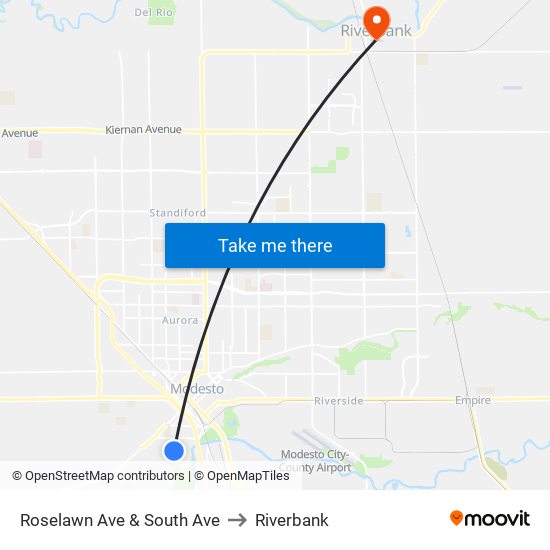 Roselawn Ave & South Ave to Riverbank map