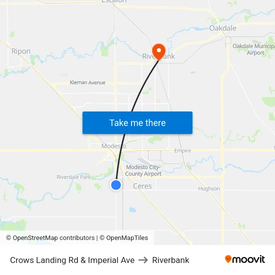 Crows Landing Rd & Imperial Ave to Riverbank map