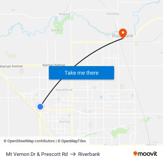 Mt Vernon Dr & Prescott Rd to Riverbank map