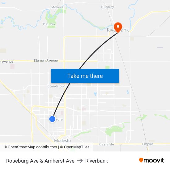 Roseburg Ave & Amherst Ave to Riverbank map