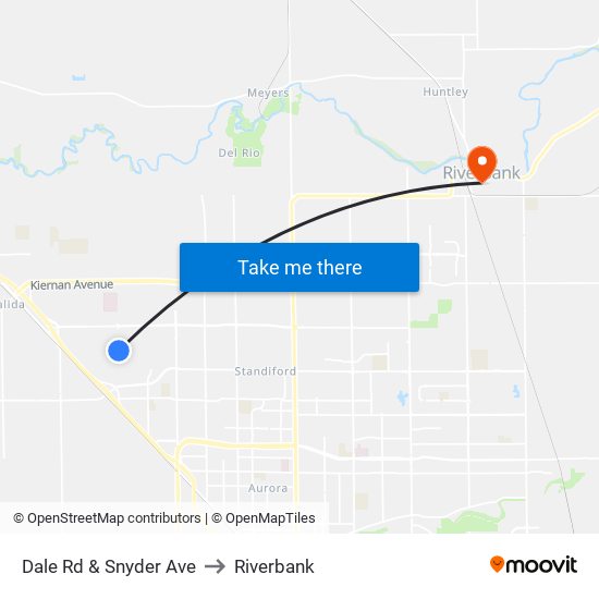 Dale Rd & Snyder Ave to Riverbank map