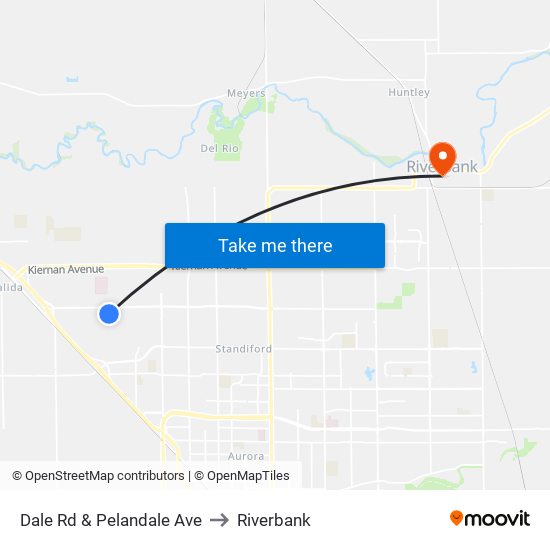 Dale Rd & Pelandale Ave to Riverbank map