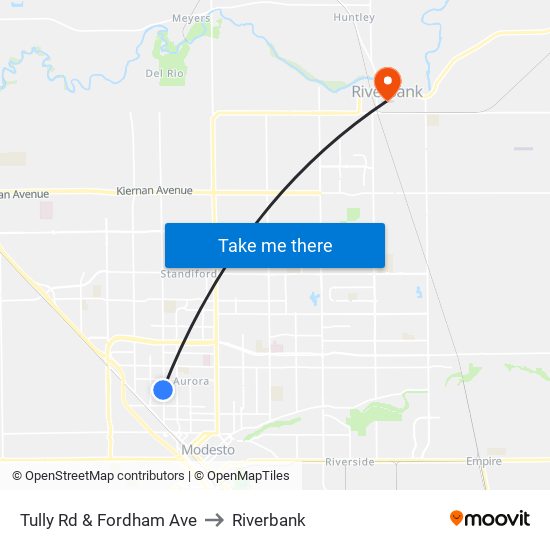 Tully Rd & Fordham Ave to Riverbank map