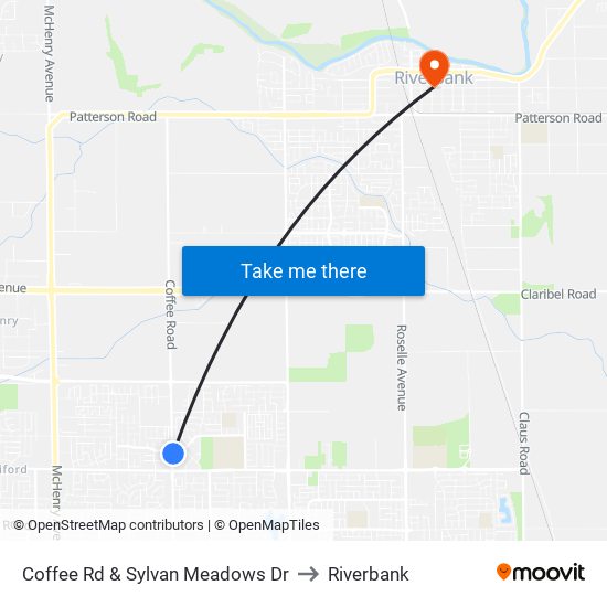 Coffee Rd & Sylvan Meadows Dr to Riverbank map