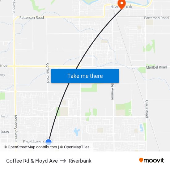 Coffee Rd & Floyd Ave to Riverbank map