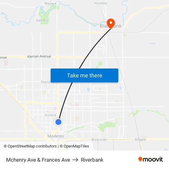 Mchenry Ave & Frances Ave to Riverbank map