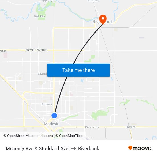 Mchenry Ave & Stoddard Ave to Riverbank map