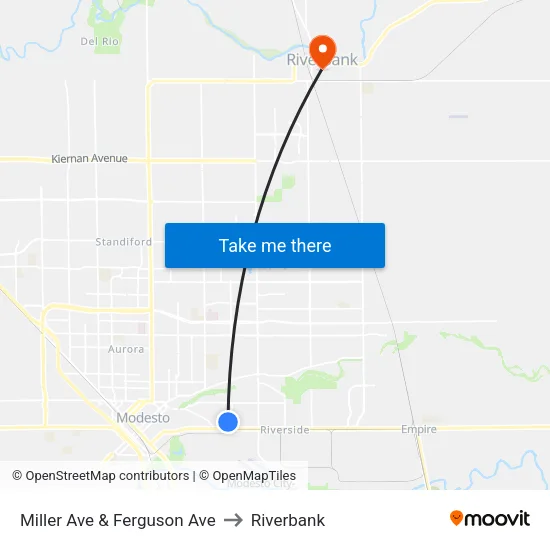 Miller Ave & Ferguson Ave to Riverbank map