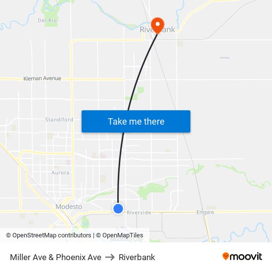 Miller Ave & Phoenix Ave to Riverbank map