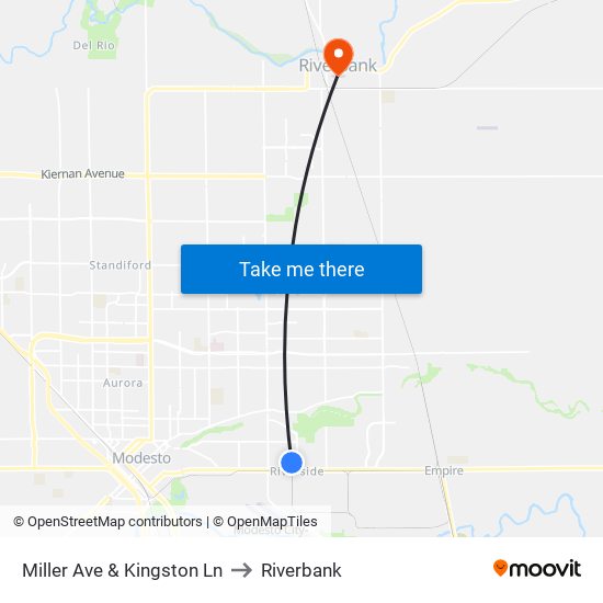 Miller Ave & Kingston Ln to Riverbank map