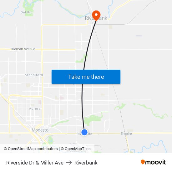 Riverside Dr & Miller Ave to Riverbank map