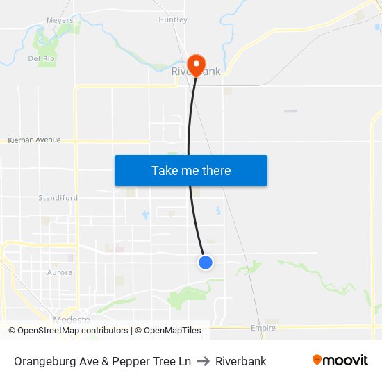 Orangeburg Ave & Pepper Tree Ln to Riverbank map