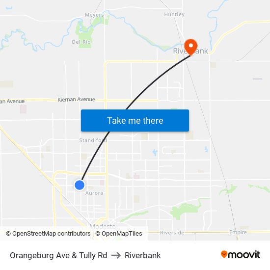 Orangeburg Ave & Tully Rd to Riverbank map