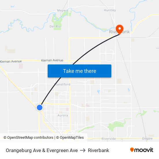 Orangeburg Ave & Evergreen Ave to Riverbank map