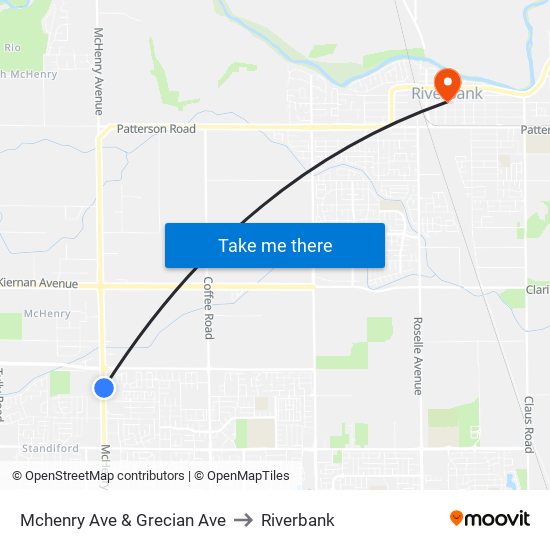 Mchenry Ave & Grecian Ave to Riverbank map