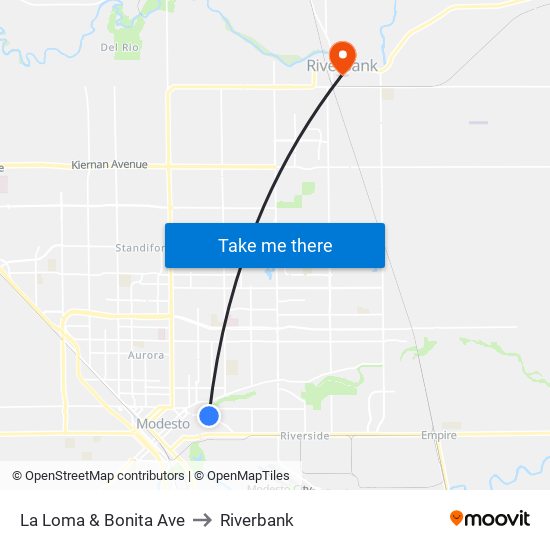 La Loma & Bonita Ave to Riverbank map