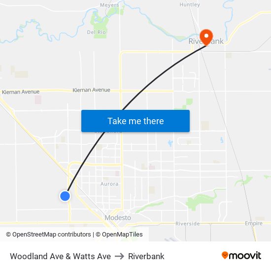 Woodland Ave & Watts Ave to Riverbank map