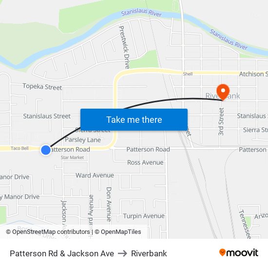 Patterson Rd & Jackson Ave to Riverbank map