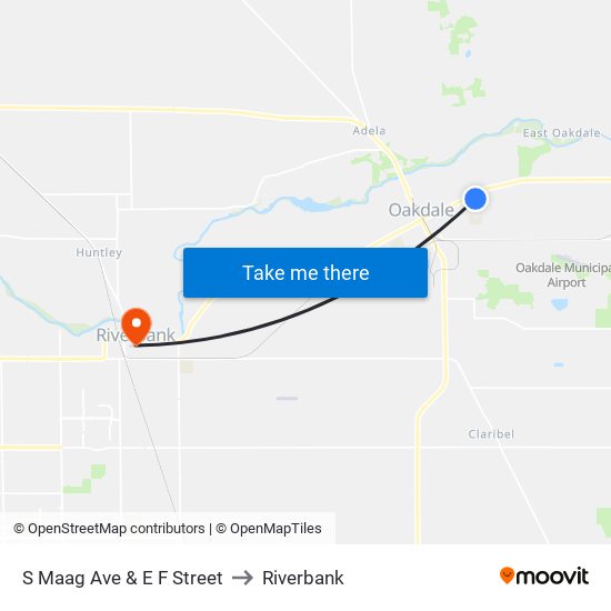 S Maag Ave & E F Street to Riverbank map