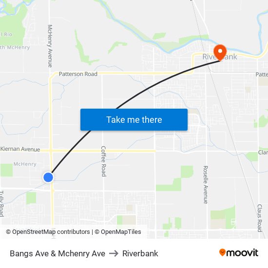 Bangs Ave & Mchenry Ave to Riverbank map