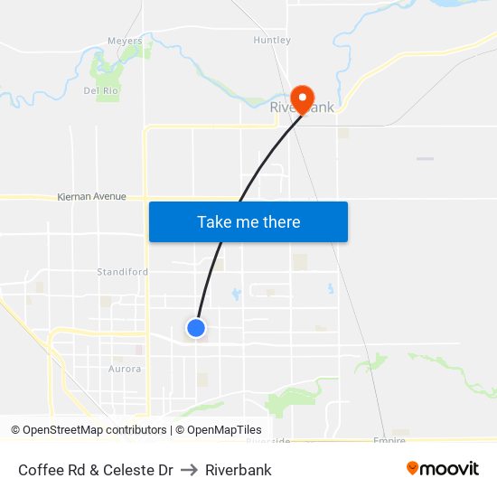 Coffee Rd & Celeste Dr to Riverbank map