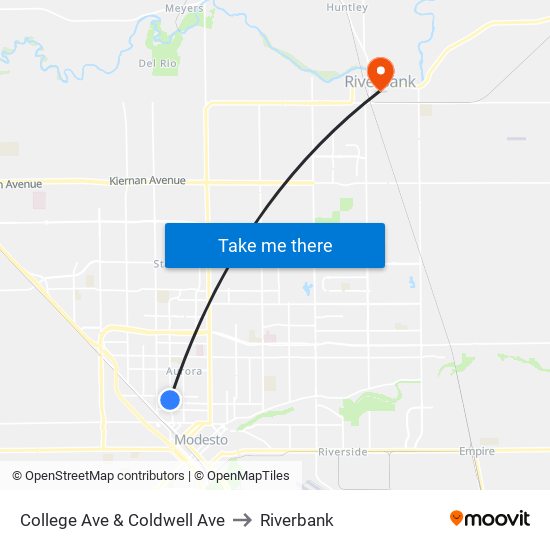 College Ave & Coldwell Ave to Riverbank map