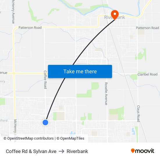 Coffee Rd & Sylvan Ave to Riverbank map