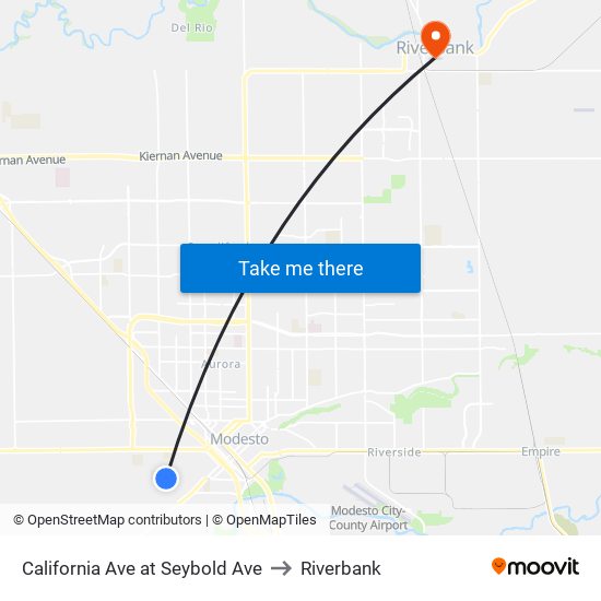 California Ave at Seybold Ave to Riverbank map