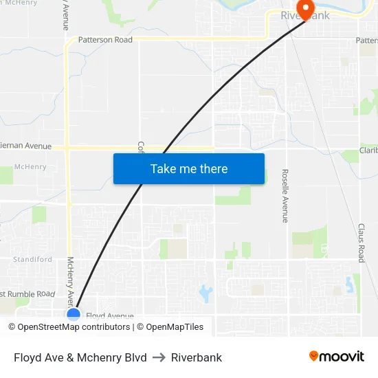 Floyd Ave & Mchenry Blvd to Riverbank map