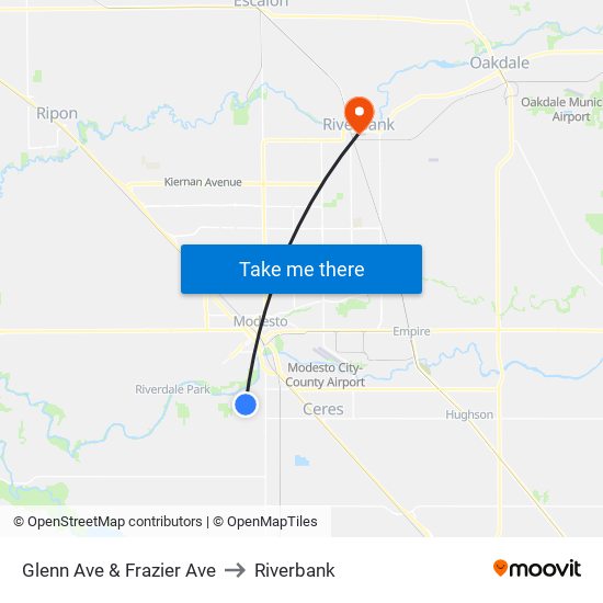 Glenn Ave & Frazier Ave to Riverbank map