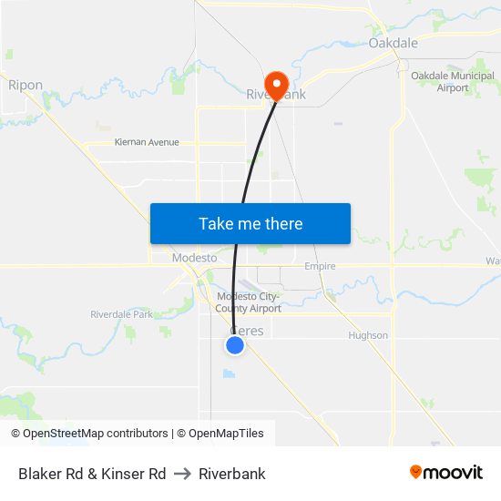 Blaker Rd & Kinser Rd to Riverbank map