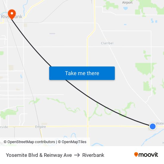 Yosemite Blvd & Reinway Ave to Riverbank map