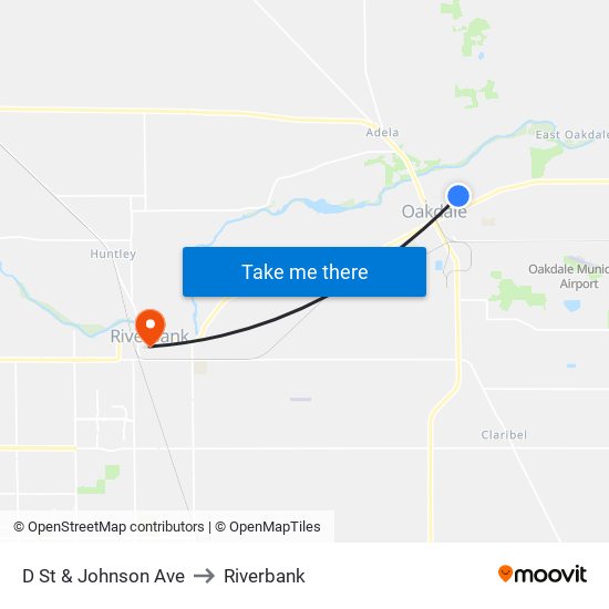 D St & Johnson Ave to Riverbank map