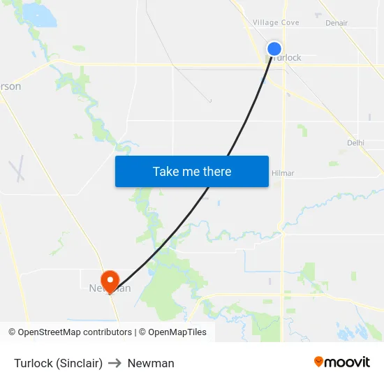 Turlock (Sinclair) to Newman map