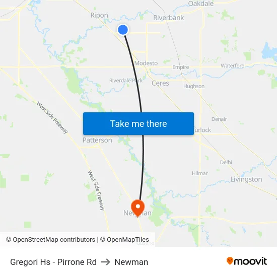 Gregori Hs - Pirrone Rd to Newman map