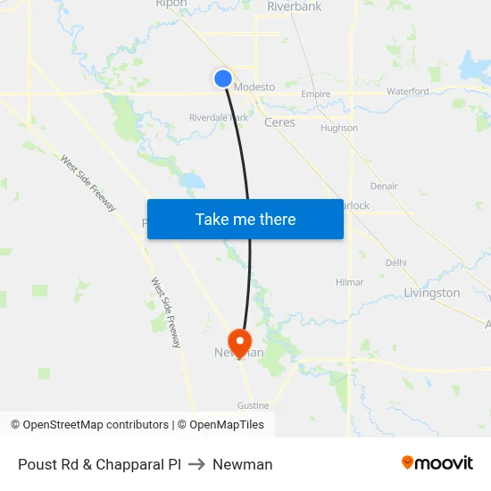 Poust Rd & Chapparal Pl to Newman map