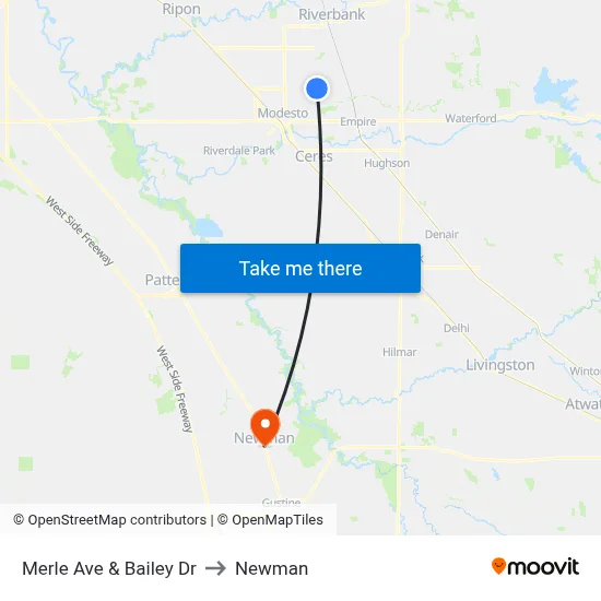 Merle Ave & Bailey Dr to Newman map