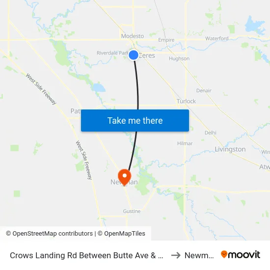 Crows Landing Rd Between Butte Ave & Col to Newman map