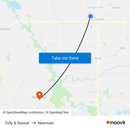 Tully & Sunset to Newman map